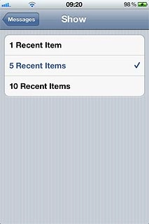 Press the required setting.