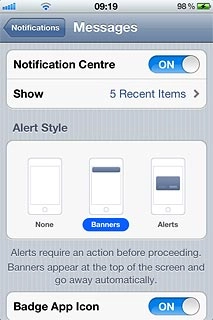 Depending on the menu item selected, more settings may be available. Follow the instructions on the display to select the required settings.Press Notifications to save the settings.