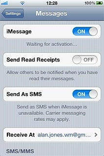 Press the indicator next to Send Read Receipts.Depending on the current setting, the function is turned on or off.