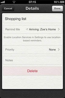 Press Done to return to the list of tasks.