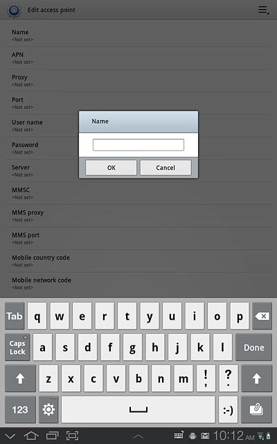 Key in Vodafone Internet and press OK.