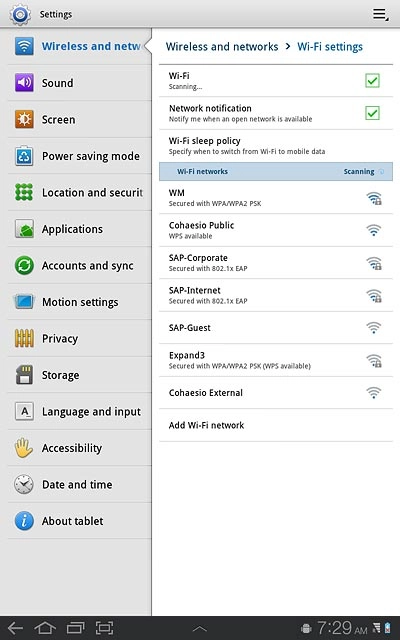 When the box next to the menu item is ticked (V), Wi-Fi is turned on.
