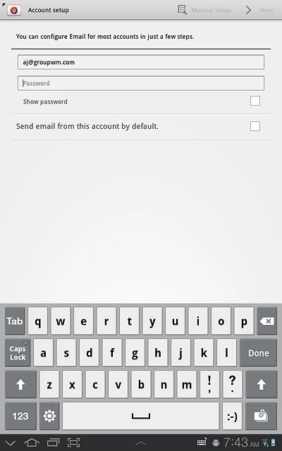 Press Password and key in the password for your email account.