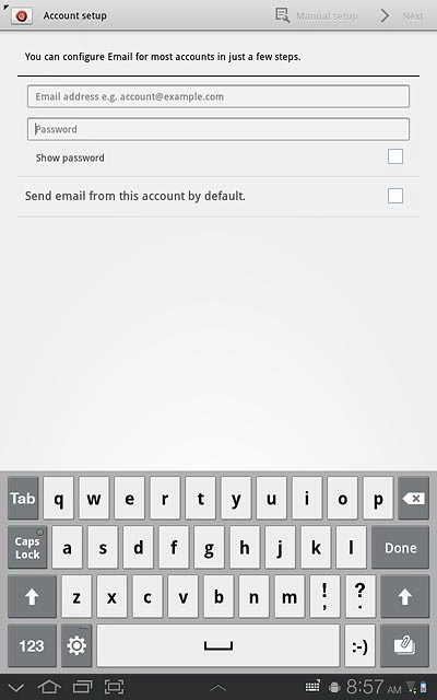 Press Password and key in the password for your email account at your email provider.