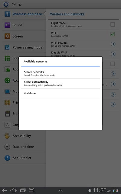 Your device will search for networks within range.Press Select automatically.