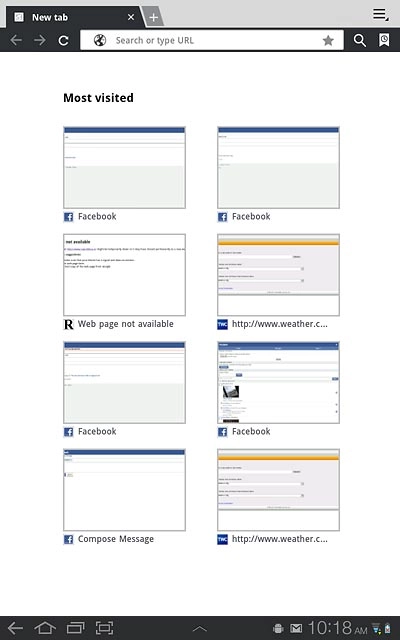 Press the address bar at the top of the display.