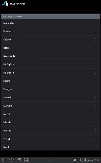 Press the required language to turn it on or off.