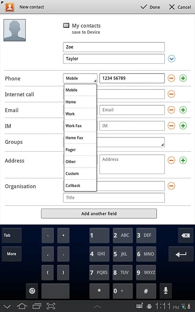 Press the required number type.