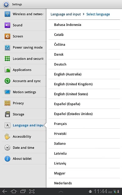 Press the required language.