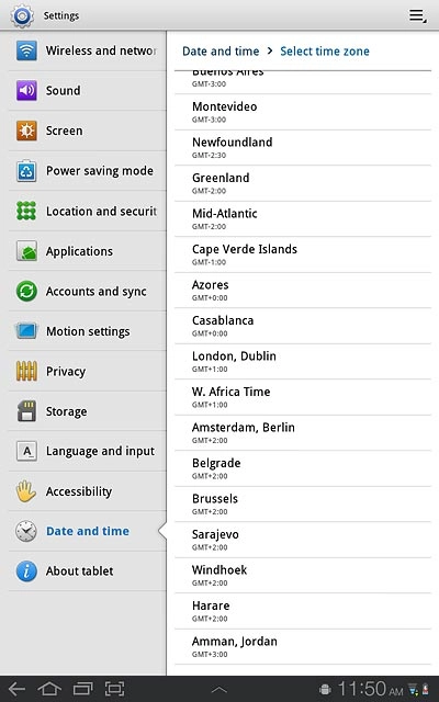 Press the required time zone.