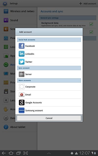 Press Google Accounts.