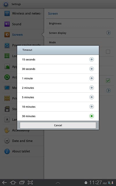 Press the required period.