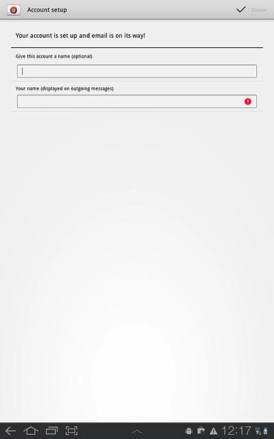 Press the field below Give this account a name (optional) and key in a name for your email account (such as Private or Work).