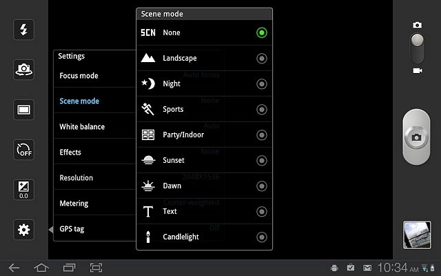 Press the required setting.