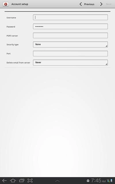 Press the field next to Username and key in the username for your email account.
