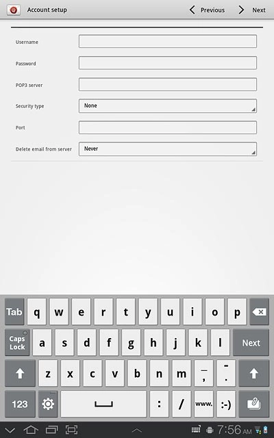 Press the field next to POP3 server and key in the name or IP address of your email provider's incoming server.