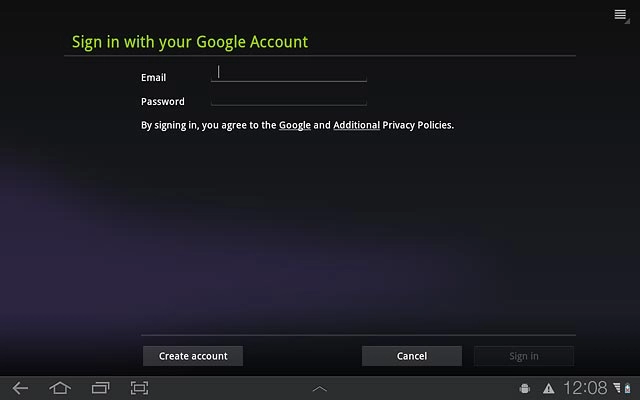 Press the field next to Email and key in the username for your Google account.