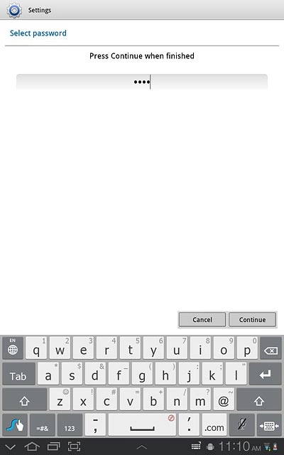 Key in the required lock code and press Continue.