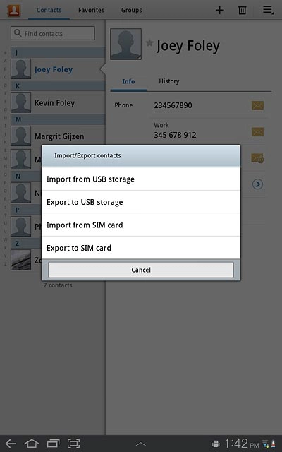 Press Import from SIM card.