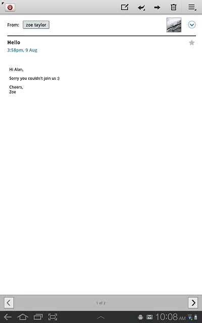 Press arrow left.Write your email message.