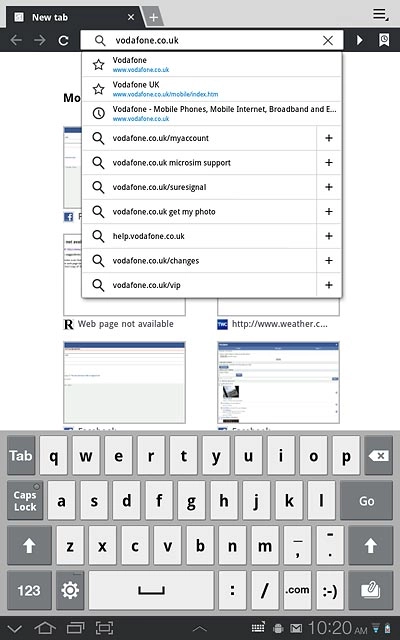 Key in the address of the required web page and press arrow right.
