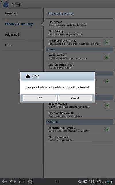 Press OK to confirm.