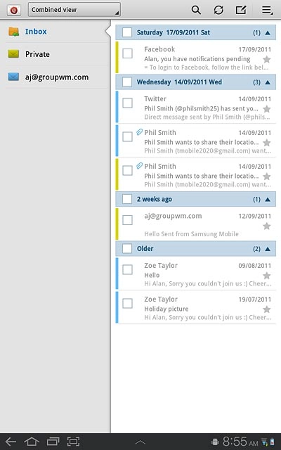 If email accounts have been created already:Press the menu icon.