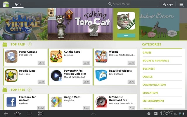 To search by application name:Press Search Market.