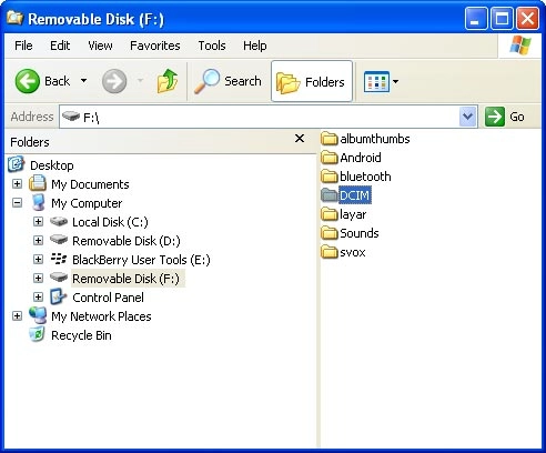 Go to the required folder in your device's file system.