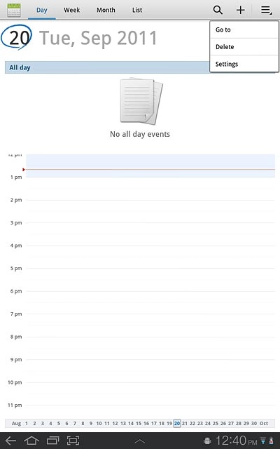 Press Settings.Follow the instructions on the display to select the required settings for the calendar.