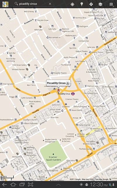 Press the information field above the destination.