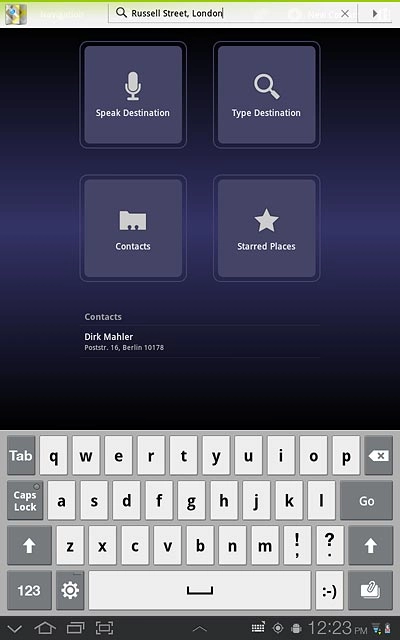 Key in the required destination and press arrow right.