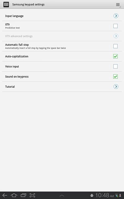 Press XT9 to turn the function on or off.
