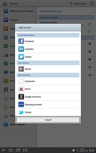 Press the required social network or the required email account.