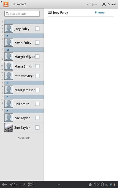 Press the required contacts.