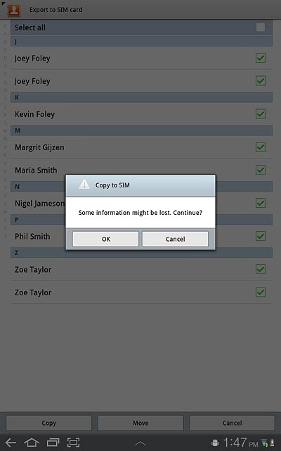 Press OK to confirm.