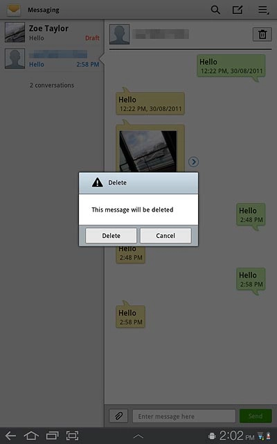 Press Delete to confirm.
