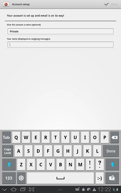 Press the field below Your name (displayed on outgoing messages) and key in the required sender name.