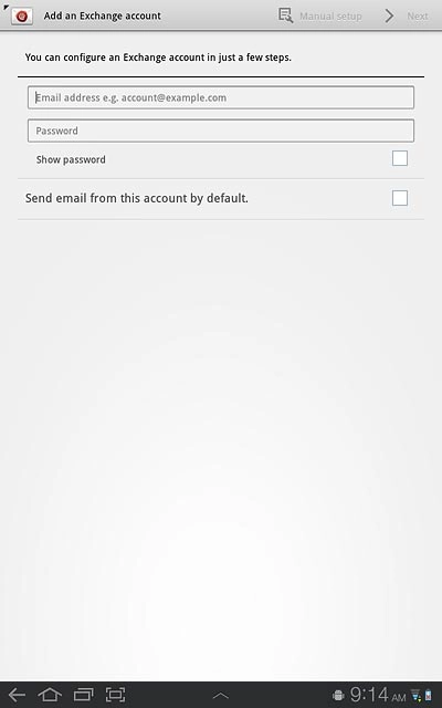 Press Email address e.g. account@example.com and key in your email address.