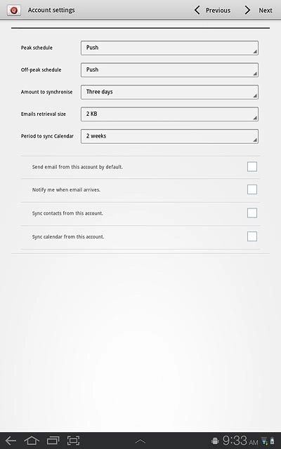 Press the drop down list next to Off-peak schedule.