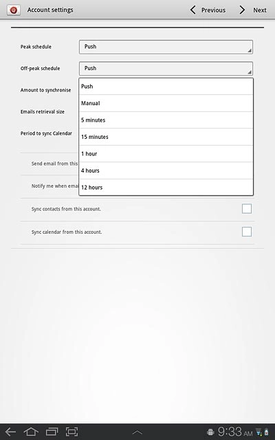 Press Push, Manual or the required frequency.Please note:Every time your device connects to the server to synchronise, data charges will apply.