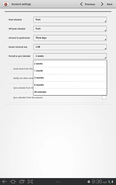 Press All calendar or the required setting.