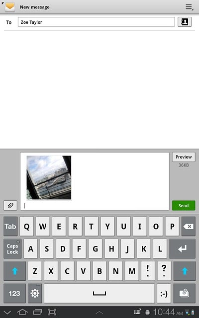 Press the text input field.Write the text for your picture message.