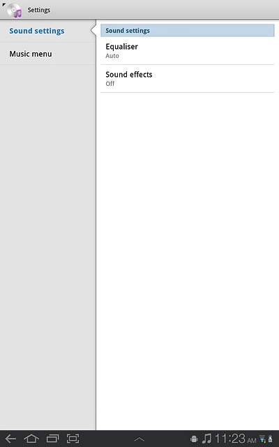 Press the return icon to return to the music player.