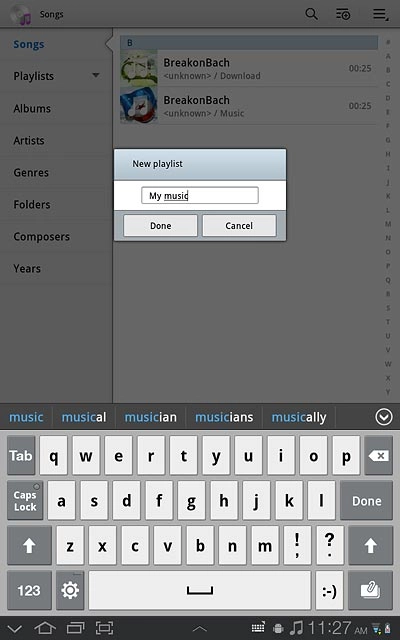 Key in a name for the playlist and press Done.