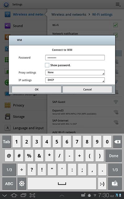 Follow the instructions on the display to select security settings, if required.Press OK.