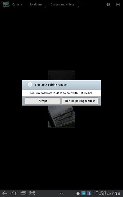 Check that the same access code is displayed on both devices and press Accept.The file is sent.
