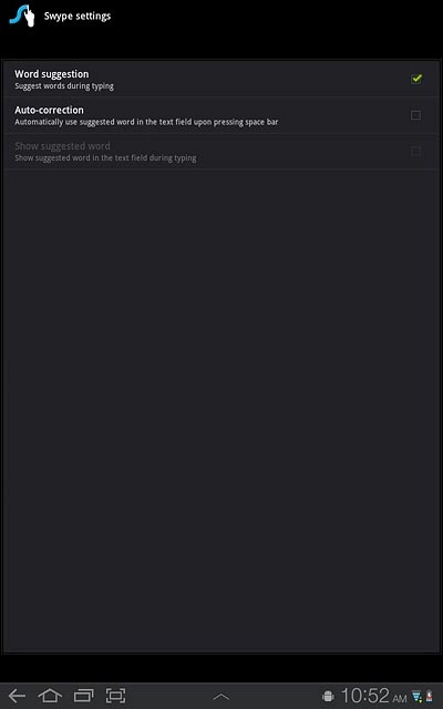 When the box next to the menu item is ticked (V), the function is turned on.