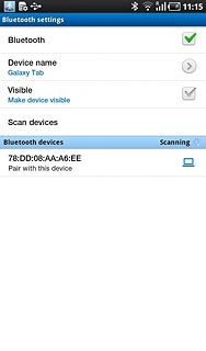 When the box next to the menu item is ticked (V), Bluetooth is turned on.