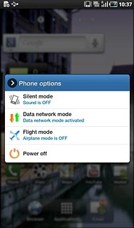 Press Flight mode.Depending on the current setting, flight mode is now turned on or off.